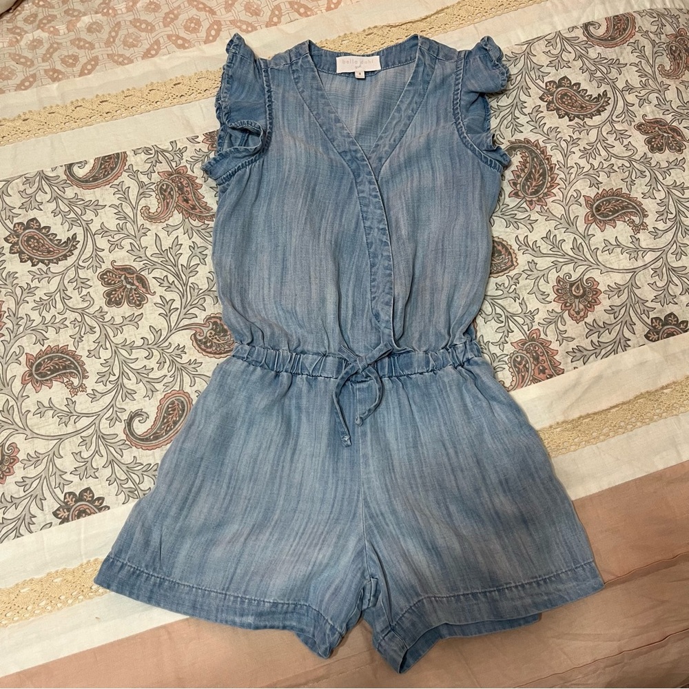 Bella Dahl Children Romper Anthropology 100% Tencel Pockets Ruffles One Piece
